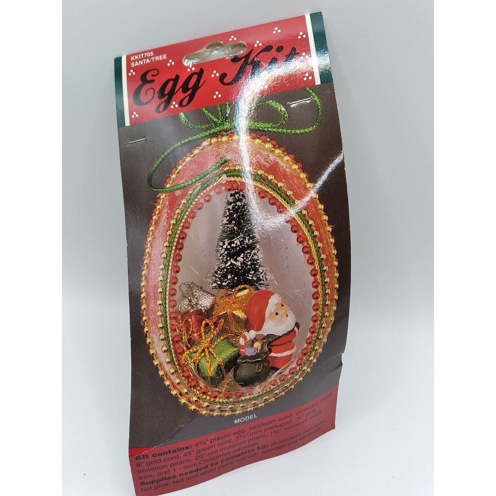 Wang's Vintage Egg Kit Santa Ornament Craft Kit Beads Vtg Never Opened Christmas
